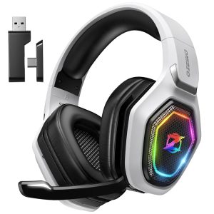 2.4GHz Wireless Gaming Headset for PC, Ps5, Ps4 - Lossless Audio USB & Type-C Ultra Stable Gaming Headphones with Flip Microphone, 40-Hr Battery Gamer Headset for Switch,...